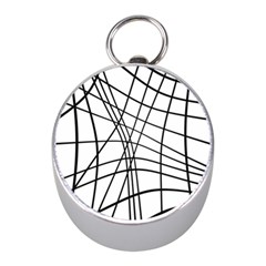 Black And White Decorative Lines Mini Silver Compasses