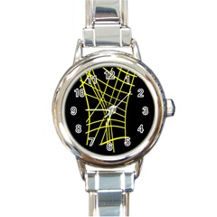 Yellow Abstraction Round Italian Charm Watch by Valentinaart