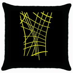 Yellow Abstraction Throw Pillow Case (black) by Valentinaart