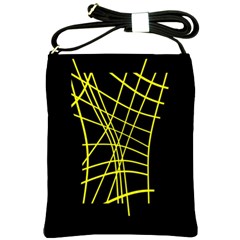 Yellow Abstraction Shoulder Sling Bags by Valentinaart