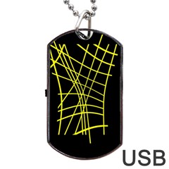 Yellow Abstraction Dog Tag Usb Flash (one Side) by Valentinaart