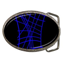 Neon blue abstraction Belt Buckles