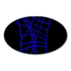 Neon blue abstraction Oval Magnet