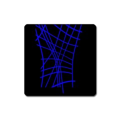 Neon blue abstraction Square Magnet