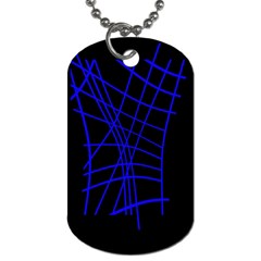 Neon blue abstraction Dog Tag (One Side)