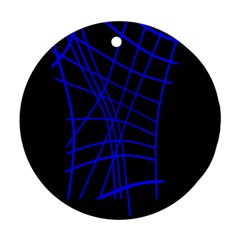 Neon blue abstraction Round Ornament (Two Sides) 