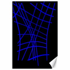 Neon blue abstraction Canvas 24  x 36 