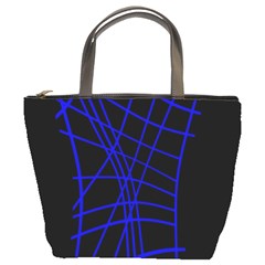 Neon blue abstraction Bucket Bags