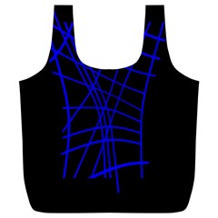 Neon blue abstraction Full Print Recycle Bags (L) 