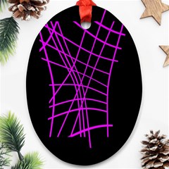 Neon Purple Abstraction Ornament (oval)  by Valentinaart