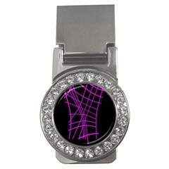 Neon Purple Abstraction Money Clips (cz)  by Valentinaart