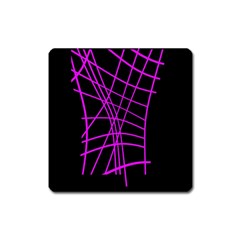 Neon Purple Abstraction Square Magnet by Valentinaart