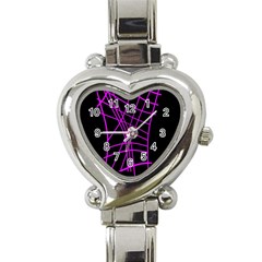 Neon Purple Abstraction Heart Italian Charm Watch by Valentinaart