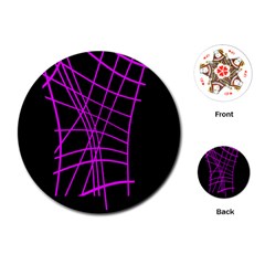 Neon Purple Abstraction Playing Cards (round) 