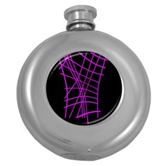 Neon Purple Abstraction Round Hip Flask (5 Oz) by Valentinaart