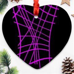 Neon Purple Abstraction Heart Ornament (2 Sides) by Valentinaart