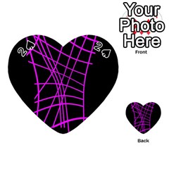 Neon Purple Abstraction Playing Cards 54 (heart)  by Valentinaart