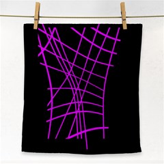 Neon Purple Abstraction Face Towel by Valentinaart