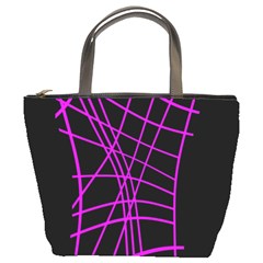 Neon Purple Abstraction Bucket Bags by Valentinaart