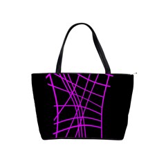 Neon Purple Abstraction Shoulder Handbags by Valentinaart