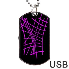 Neon Purple Abstraction Dog Tag Usb Flash (two Sides)  by Valentinaart