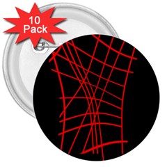 Neon red abstraction 3  Buttons (10 pack) 