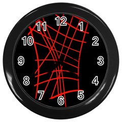 Neon red abstraction Wall Clocks (Black)