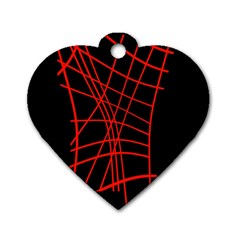 Neon red abstraction Dog Tag Heart (One Side)