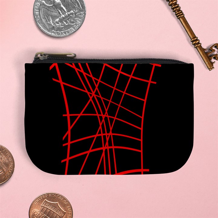 Neon red abstraction Mini Coin Purses