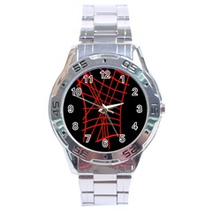 Neon red abstraction Stainless Steel Analogue Watch