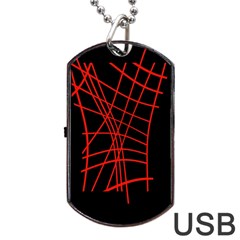 Neon red abstraction Dog Tag USB Flash (Two Sides) 