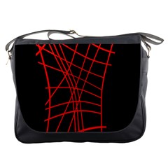 Neon Red Abstraction Messenger Bags by Valentinaart