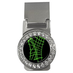 Green Neon Abstraction Money Clips (cz)  by Valentinaart