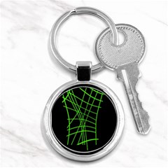 Green Neon Abstraction Key Chains (round)  by Valentinaart