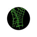 Green neon abstraction Rubber Coaster (Round)  Front