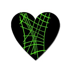 Green Neon Abstraction Heart Magnet by Valentinaart