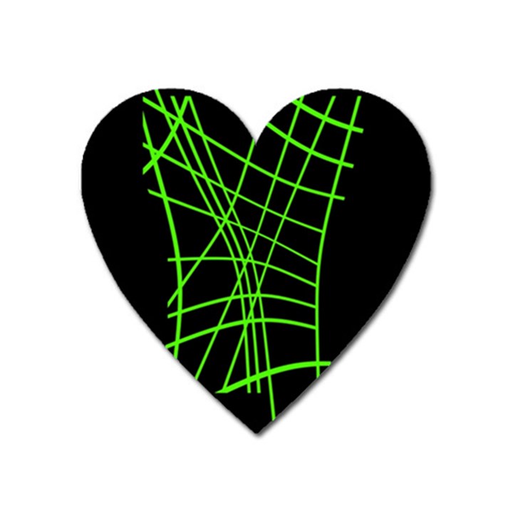 Green neon abstraction Heart Magnet