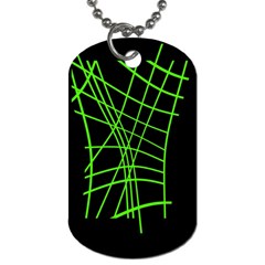 Green Neon Abstraction Dog Tag (one Side) by Valentinaart