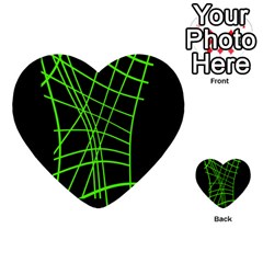 Green Neon Abstraction Multi-purpose Cards (heart)  by Valentinaart