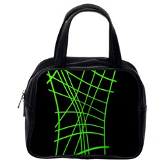 Green Neon Abstraction Classic Handbags (one Side) by Valentinaart