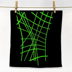 Green Neon Abstraction Face Towel by Valentinaart