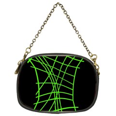 Green Neon Abstraction Chain Purses (one Side)  by Valentinaart