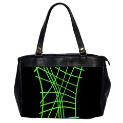 Green Neon Abstraction Office Handbags (2 Sides)  by Valentinaart