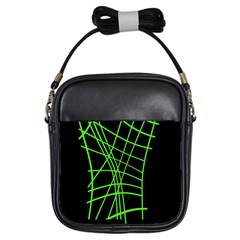 Green Neon Abstraction Girls Sling Bags by Valentinaart