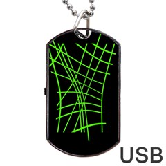 Green Neon Abstraction Dog Tag Usb Flash (one Side)