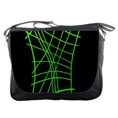 Green Neon Abstraction Messenger Bags by Valentinaart