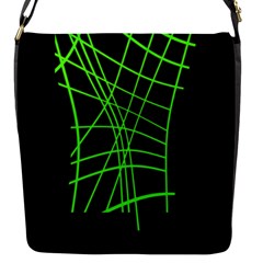 Green Neon Abstraction Flap Messenger Bag (s) by Valentinaart