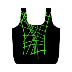 Green Neon Abstraction Full Print Recycle Bags (m)  by Valentinaart