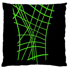 Green Neon Abstraction Large Flano Cushion Case (two Sides)