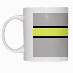 Yellow And Gray Lines White Mugs by Valentinaart